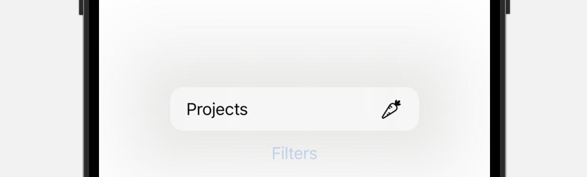 A menu with a button labeled “Projects” and an icon of a carrot. The menu item is notably missing a subtitle.