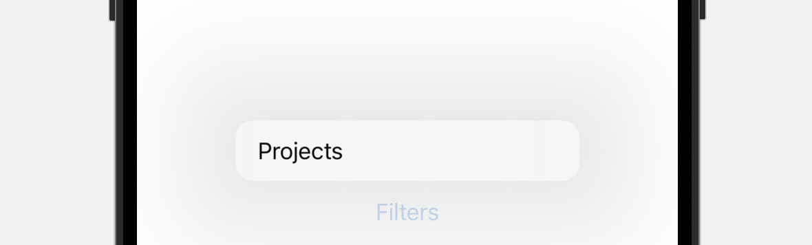 A menu with a button labeled “Projects” that is notably missing a subtitle