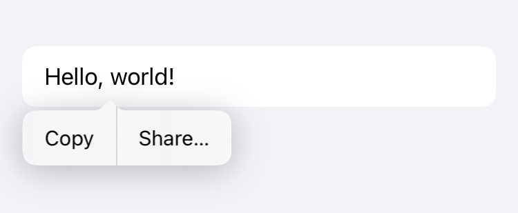 The copy menu that appears when tap-and-holding on text in iOS